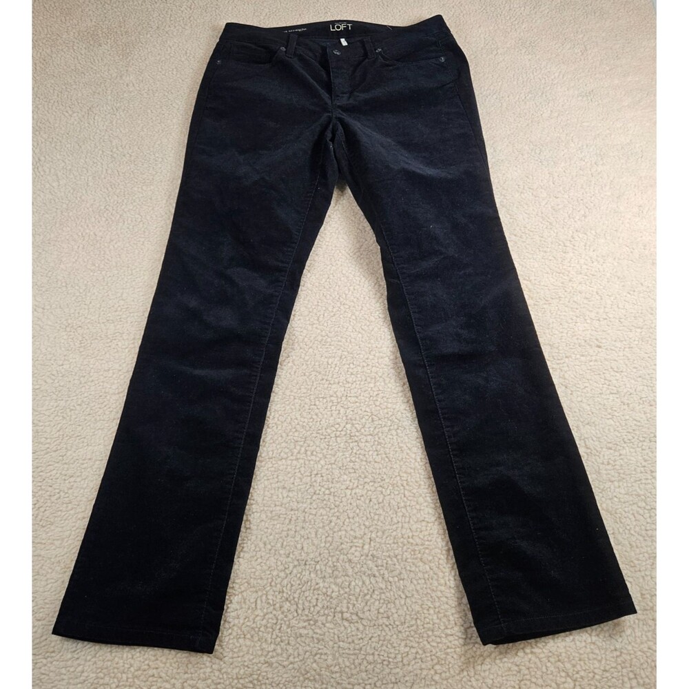 LOFT Modern Straight Corduroy Pants Womens 29/8 Black‎ Stretch Mid Rise Jeans
